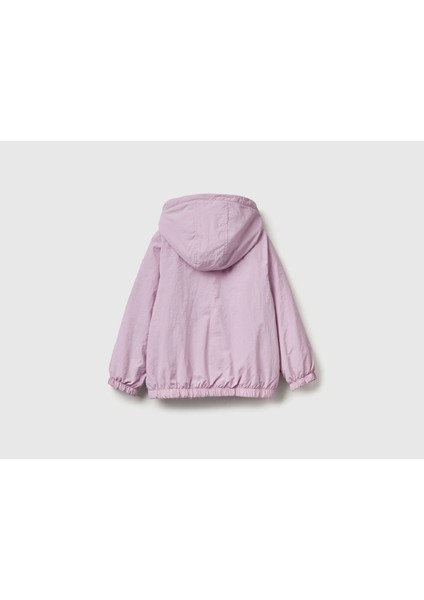 Kız Bebek Lila Beli ve Kolu Lastikli Fermuarlı Kapüşonlu Yağmurluk fiyatları