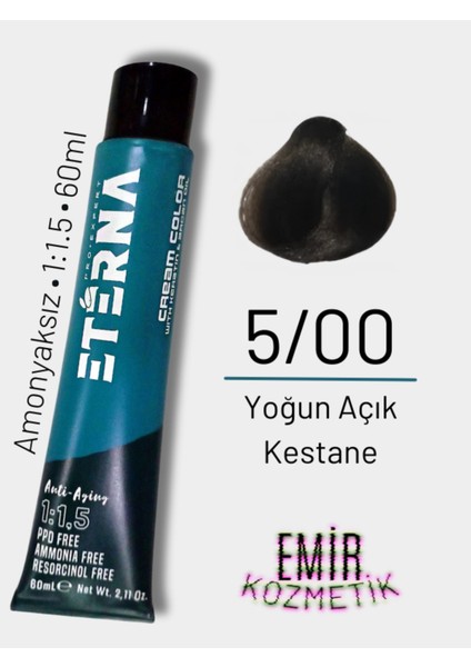 Amonyaksız Doğal Saç Boyası - 5/00 Yoğun Açık Kestane