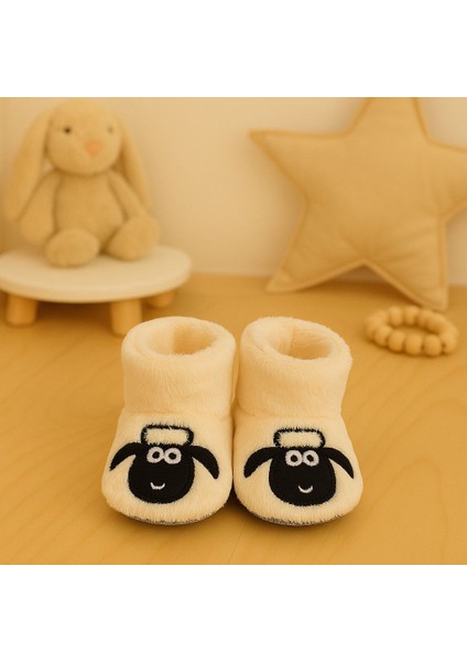 Bebek & Çocuk Kaydırmaz Tabanlı Ev Botu / Panduf / Kışlık Peluş Bot / Kuzucuk Desenli fiyatları