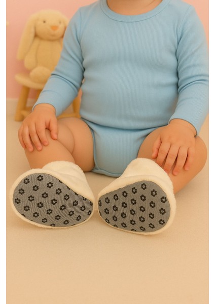 Bebek & Çocuk Kaydırmaz Tabanlı Ev Botu / Panduf / Kışlık Peluş Bot / Kuzucuk Desenli modelleri