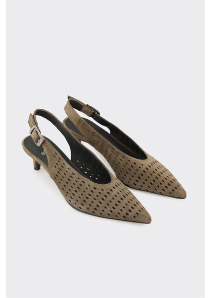 Haki Deri Kadın Topuklu Ayakkabı fiyatları