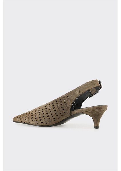 Haki Deri Kadın Topuklu Ayakkabı modelleri