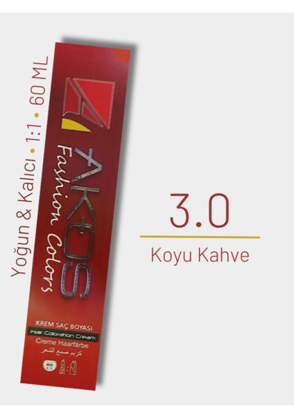 Yoğun Etkili Saç Boyası 60ML - Koyu Kahve 3.0