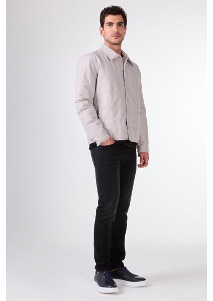 Gri Çıtçıt Kapamalı Kapitone Slim Fit Erkek Mont modelleri