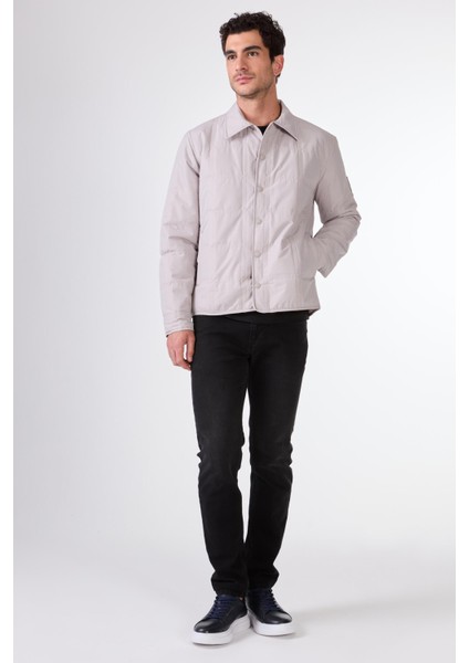 Gri Çıtçıt Kapamalı Kapitone Slim Fit Erkek Mont fırsatları