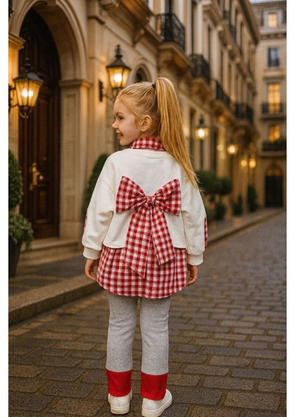 Pötikare Detaylı Fiyonklu Kız Çocuk 2 li takım - Kırmızı fırsatları