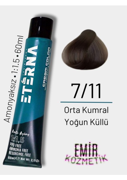 Amonyaksız Doğal Saç Boyası - 7/11 Orta Kumral Yoğun Küllü