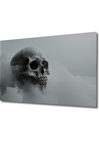 Duman Içindeki Kurukafa Yağlı Boya Görünümlü Dekoratif Ahşap Ev/işyeri/ofis Kare Tablo fiyatları