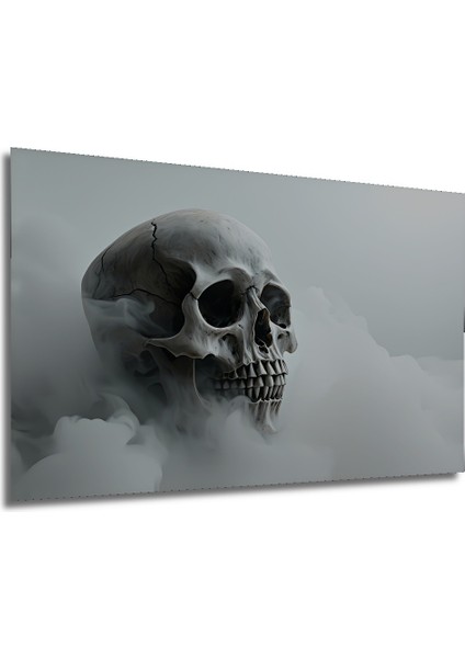 Duman Içindeki Kurukafa Yağlı Boya Görünümlü Dekoratif Ahşap Ev/işyeri/ofis Kare Tablo modelleri