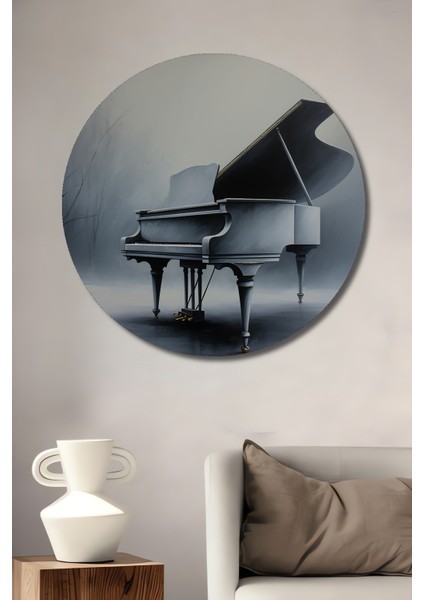 Buz Beyaz Piyano Yağlı Boya Görünümlü Dekoratif Ahşap Ev/işyeri/ofis Yuvarlak Tablo