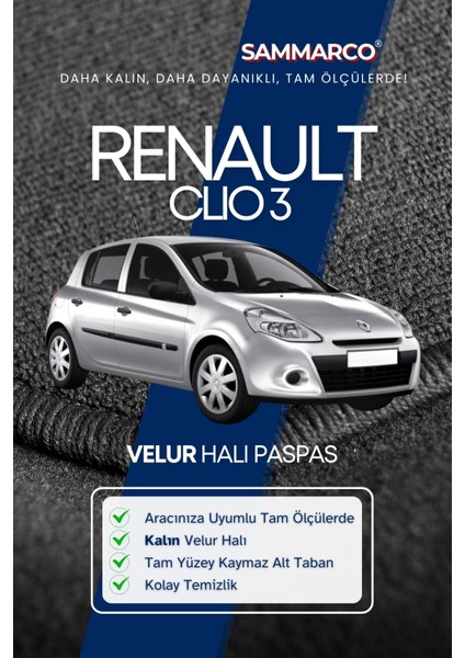Renault Clio 3 2005-2011 Halı Paspas Velur Paspas Kumaş Paspas Oto Paspas fiyatları