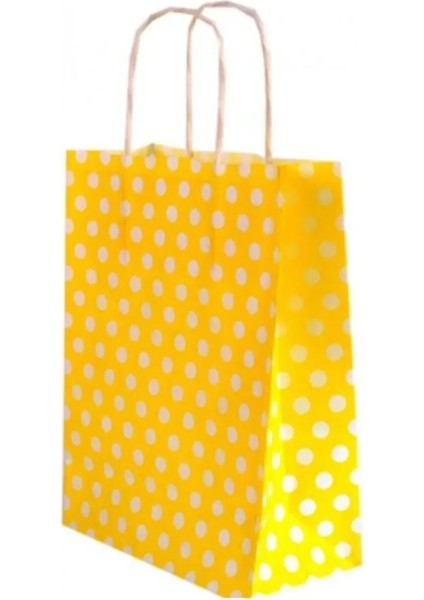 Puantiyeli Burgu Saplı Kağıt Çanta 25'li