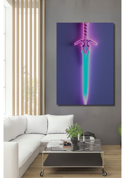 Neon Işıltılı Kılıç Modern Sanat Dekoratif Ahşap Ev/işyeri/ofis Kare Tablo