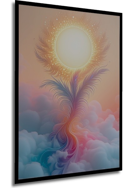 Çerçeve Görünümlü Tüyden Güneş Pastel Boya Görünümlü Dekoratif Ahşap Ev/işyeri/ofis Kare Tablo modelleri