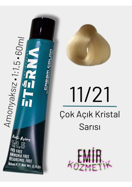 Amonyaksız Doğal Saç Boyası - 11/21 Çok Açık Kristal Sarısı