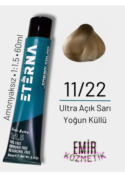 Amonyaksız Doğal Saç Boyası - 11/22 Ultra Açık Sarı Yoğun Küllü