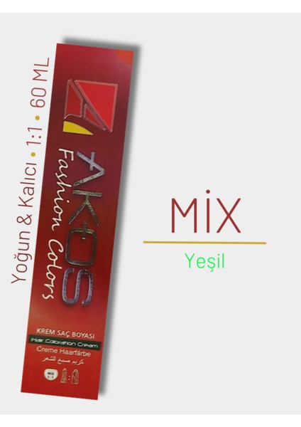 Yoğun Etkili Saç Boyası 60ML - Mix Yeşil