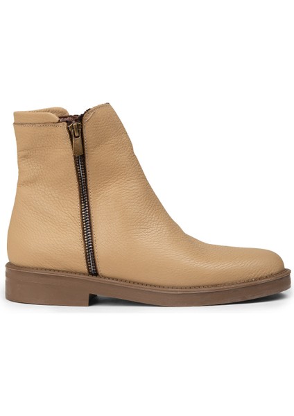 Kadın Hakiki Deri Bej Günlük Bot - Z1584ZBEJC01