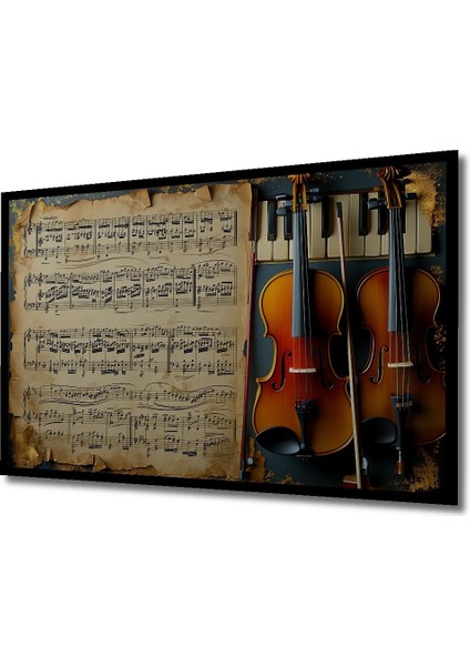 Çerçeve Görünümlü Nostaljik Melodi Yağlı Boya Görünümlü Dekoratif Ahşap Ev/işyeri/ofis Kare Tablo fiyatları