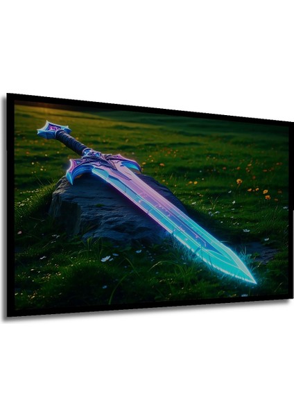Çerçeve Görünümlü Neon Işıltılı Fantastik Kılıç Dekoratif Ahşap Ev/işyeri/ofis Kare Tablo modelleri