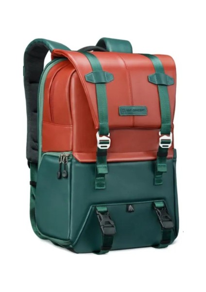 KF13087AV8 Turuncu/yeşil Suni Deri Sırt Çantası