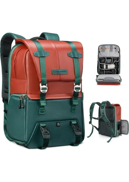 KF13087AV8 Turuncu/yeşil Suni Deri Sırt Çantası fiyatları