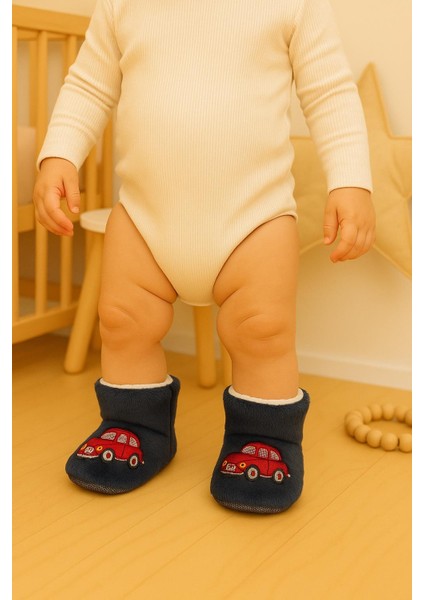 Bebek & Çocuk Kaydırmaz Tabanlı Ev Botu / Panduf / Kışlık Peluş Araba Figürlü Bot