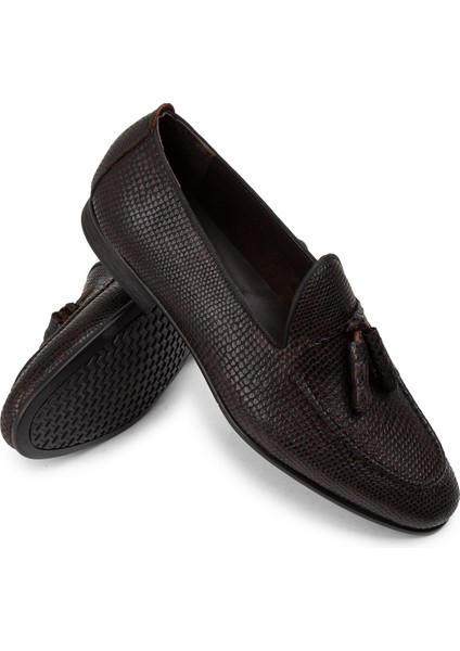 Erkek Hakiki Deri Kahverengi Püsküllü Loafer - 01701MKHVC52 modelleri