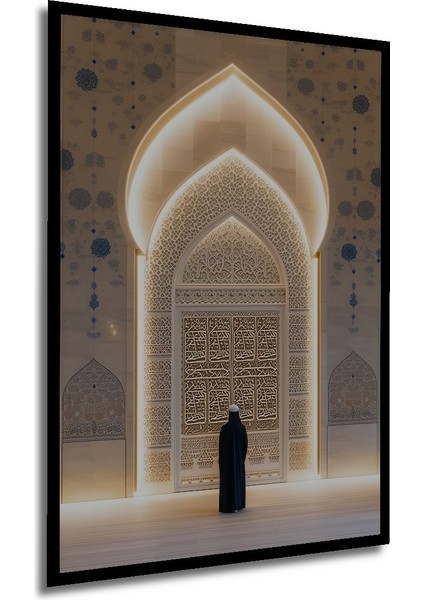Çerçeve Görünümlü Islam Sanatı Ilham Veren Mescit Kapısı Dekoratif Ahşap Ev/işyeri/ofis Kare Tablo modelleri