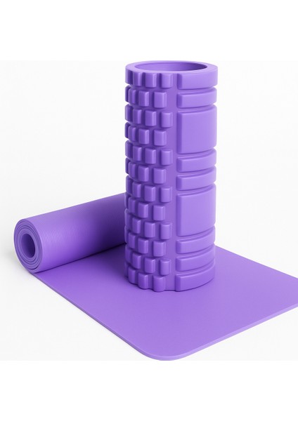 Foam Roller Masaj Rulosu – Yoga, Pilates, Fitness ve Fizyoterapi İçin EVA Köpük Masaj Aleti (33x14 cm) Mor