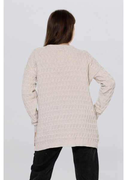 Kadın Örgü Detaylı Triko Uzun Hırka Tesettür FLT1011 fırsatları