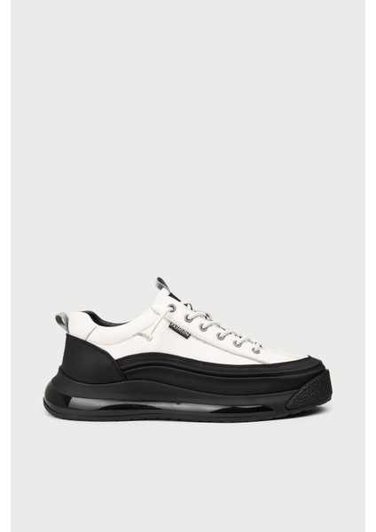 Erkek Hakiki Deri Beyaz Sneaker Ayakkabı - 25500MBYZC01