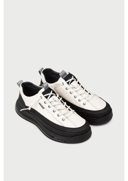 Erkek Hakiki Deri Beyaz Sneaker Ayakkabı - 25500MBYZC01 fırsatları
