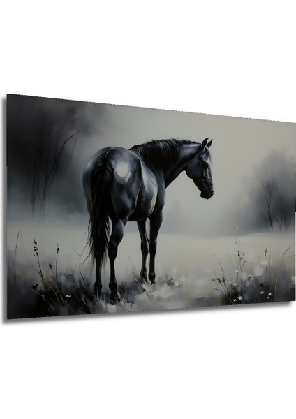 Asil Atın Hüzünlü Bakışı Yağlı Boya Görünümlü Ev/işyeri/ofis Dekoratif Ahşap Kare Tablo modelleri