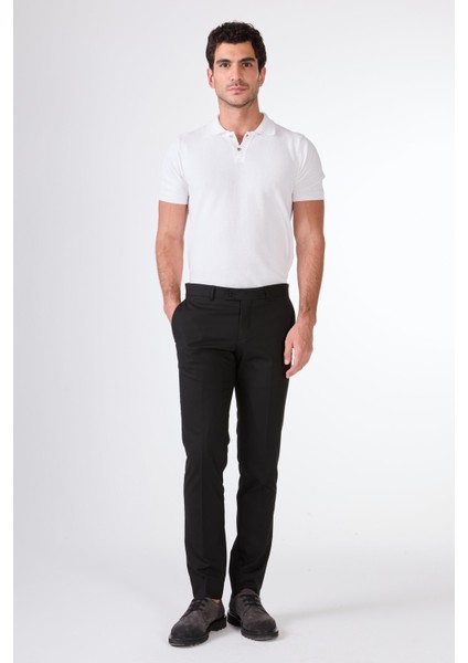 Siyah Erkek Slim Fit Düz Pantolon
