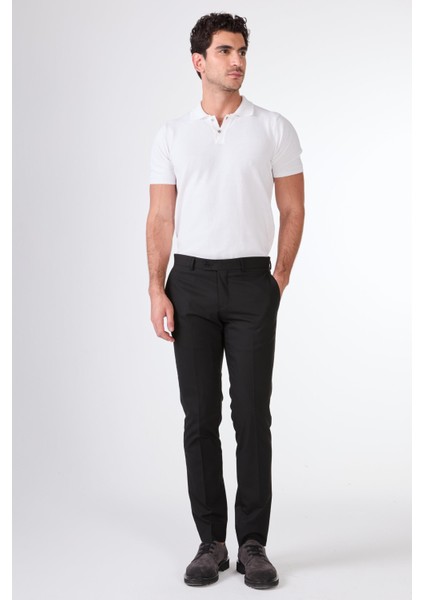 Siyah Erkek Slim Fit Düz Pantolon modelleri