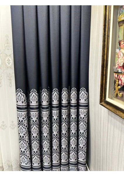 Nivemeshome Side FT632057 V- 504 Siyah 1/3 Sık Pileli Fon Perde Apm