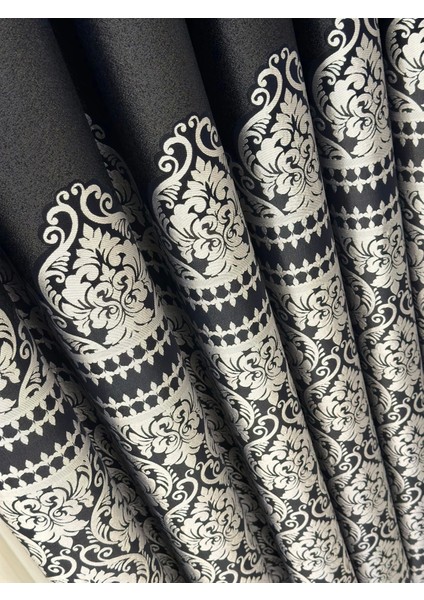 Nivemeshome Side FT632057 V- 504 Siyah 1/3 Sık Pileli Fon Perde Apm