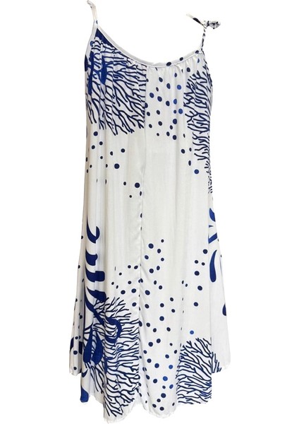 5093E Otantik Baskılı %100 Pamuk Ip Askılı Elbise fiyatları