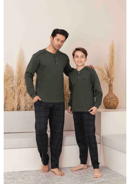 Baba Oğul Kombin Yapılabilir Uzun Kollu Interlok Pijama TAKIMI-4102