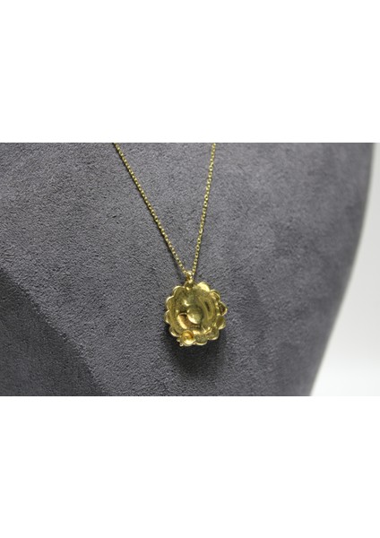 14 Ayar Gerçek Altın Uğurböcekli Papatya Model Kolye indirimleri