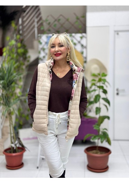 T2090 Italyan Çift Taraflı Yelek Krem fırsatları