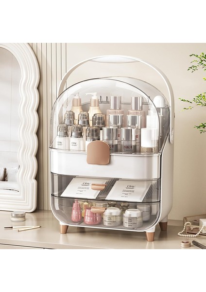 Makyaj Kozmetik Organizeri Şeffaf Kapak 2 Çekmeceli Kozmetik Düzenleyici Organizer
