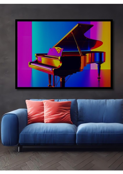 Çerçeve Görünümlü Neon Işıltılı Piyano Modern Sanat Dekoratif Ahşap Ev/işyeri/ofis Kare Tablo