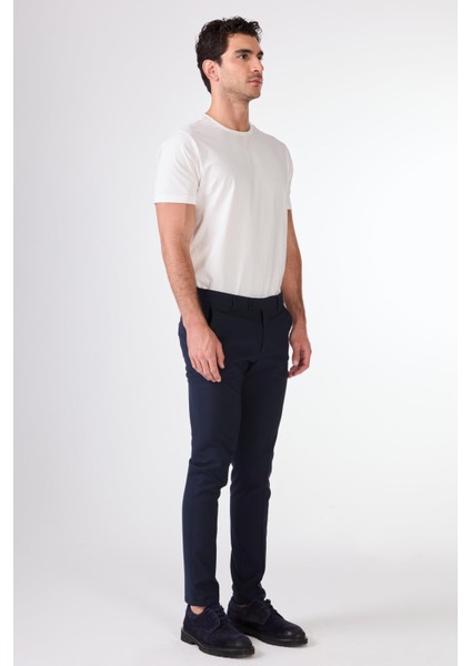 Lacivert Erkek Ekstra Slim Fit Melanj Desenli Klasik Pantolon - 103476
