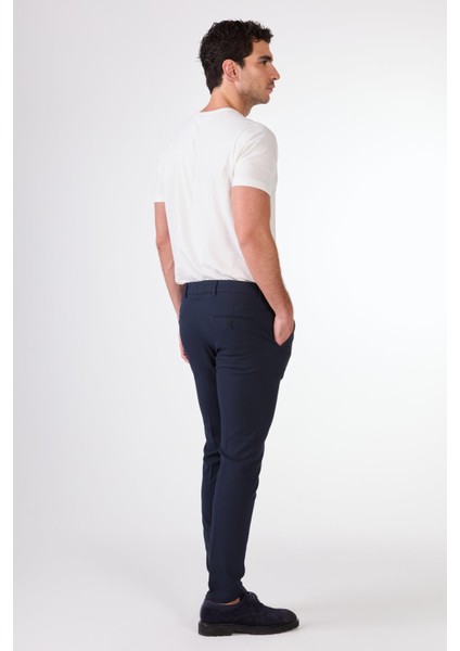 Lacivert Erkek Ekstra Slim Fit Melanj Desenli Klasik Pantolon - 103476