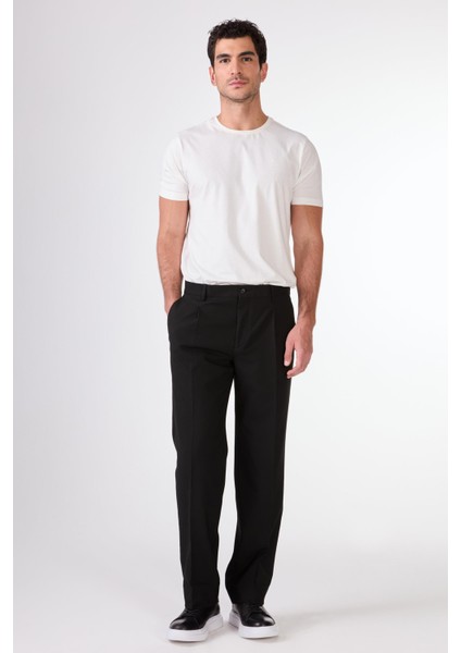 Siyah Erkek Regular Fit Düz Klasik Pantolon - 98178