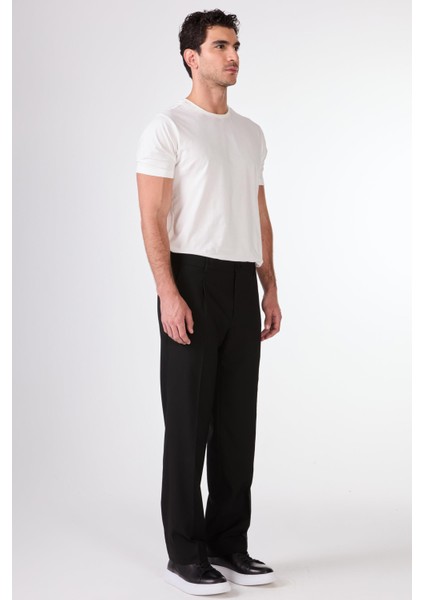 Siyah Erkek Regular Fit Düz Klasik Pantolon - 98178
