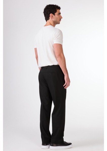 Siyah Erkek Regular Fit Düz Klasik Pantolon - 98178