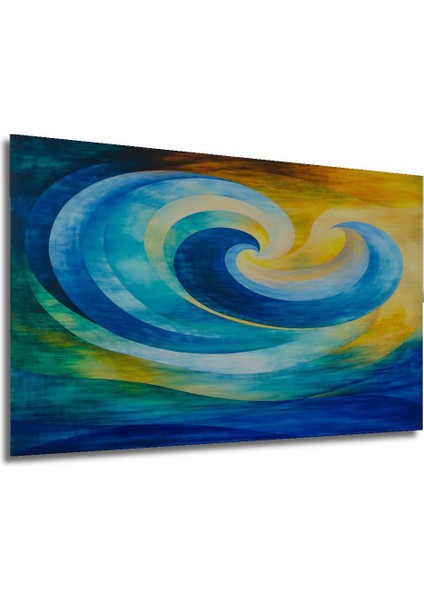 Spiral Okyanus Esintisi Yağlı Boya Görünümlü Dekoratif Ahşap Ev/işyeri/ofis Kare Tablo modelleri